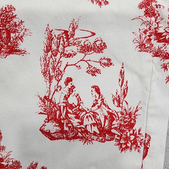 Vintage Kathy Ireland Pants Womens 19 Red Oriental Toile Straight Leg Crop Capri - Picture 6 of 14